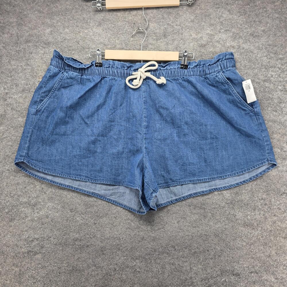 Old Navy Shorts Womens 2XL Blue Prep Mini Volley Chambray Drawstring Casual